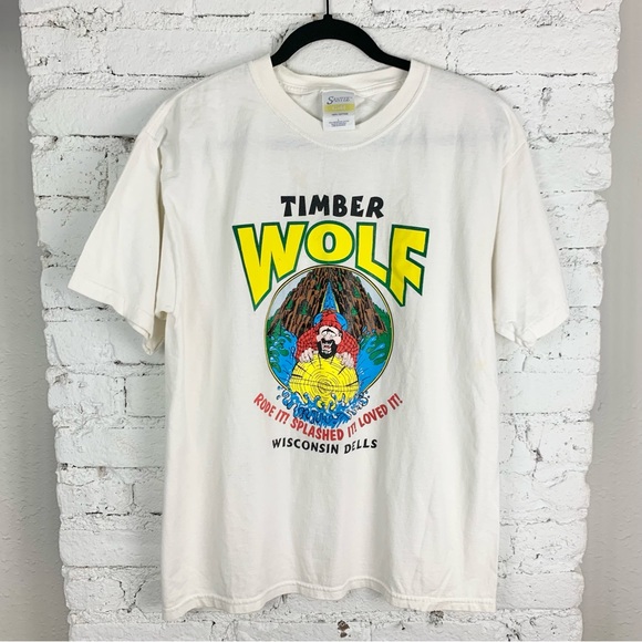 Santee Gold Vintage Cotton Timber Wolf Wisconsin Dells Tee Large - Picture 1 of 6